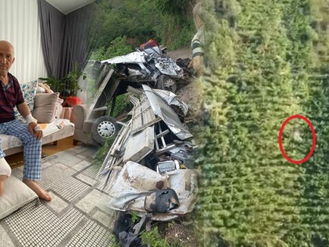 400 Metrelik Yamaçtan Uçurum Aşağı Yuvarlanan Kamyonet Kazası: Sürücü ve Yolcu Mucize ile Kurtuldu